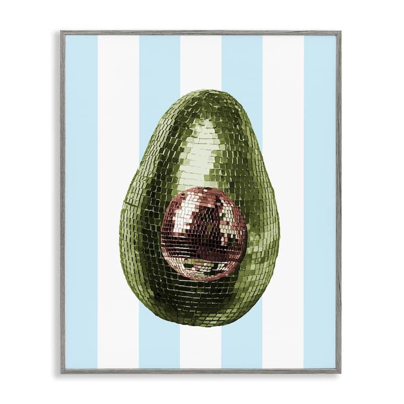 Stupell Disco Avocado on Blue Framed Giclee Art Design By Lil' Rue - 16 x 20 - Grey