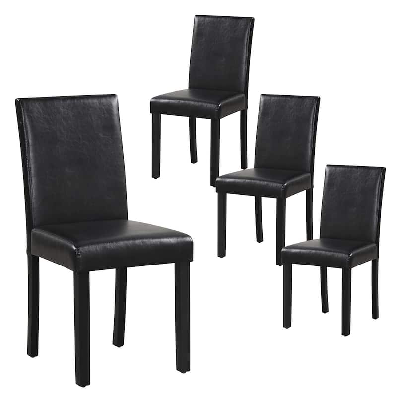 Gymax Dining Chair Set of 4 w/ Acacia Wood Frame & Rubber Wood Legs - Black