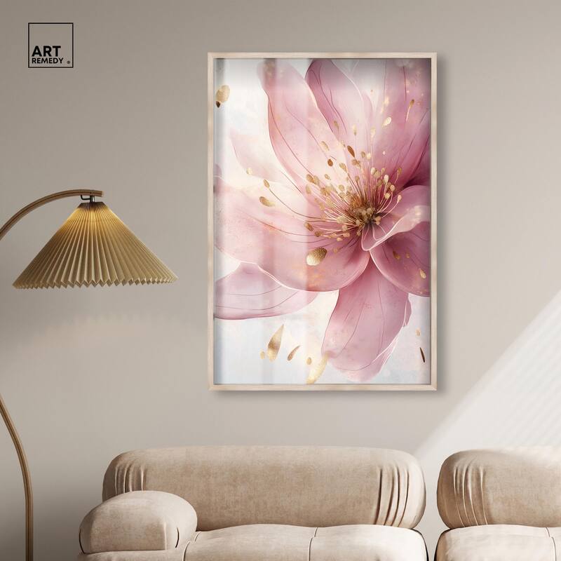 Pink and Gold Bloom Shadowbox by Art Remedy