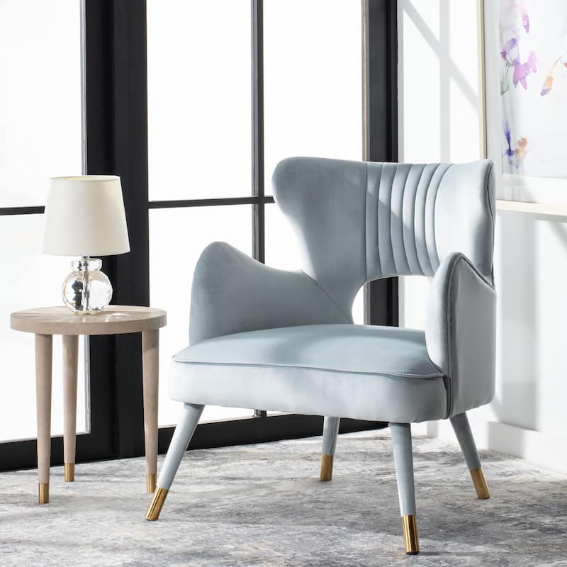 SAFAVIEH Blair Wingback Accent Chair - 29.5" x 30.3" x 32.3" - Slate Blue/Gold