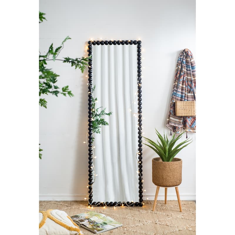Full Length Mirror with Metal Beaded Frame - Black