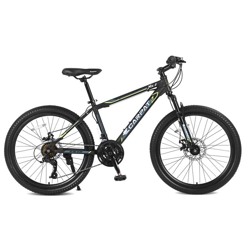 Kids' Mountain Bike - Steel Frame, Shimano Gears, Dual Disc Brakes, Front Suspension - 24