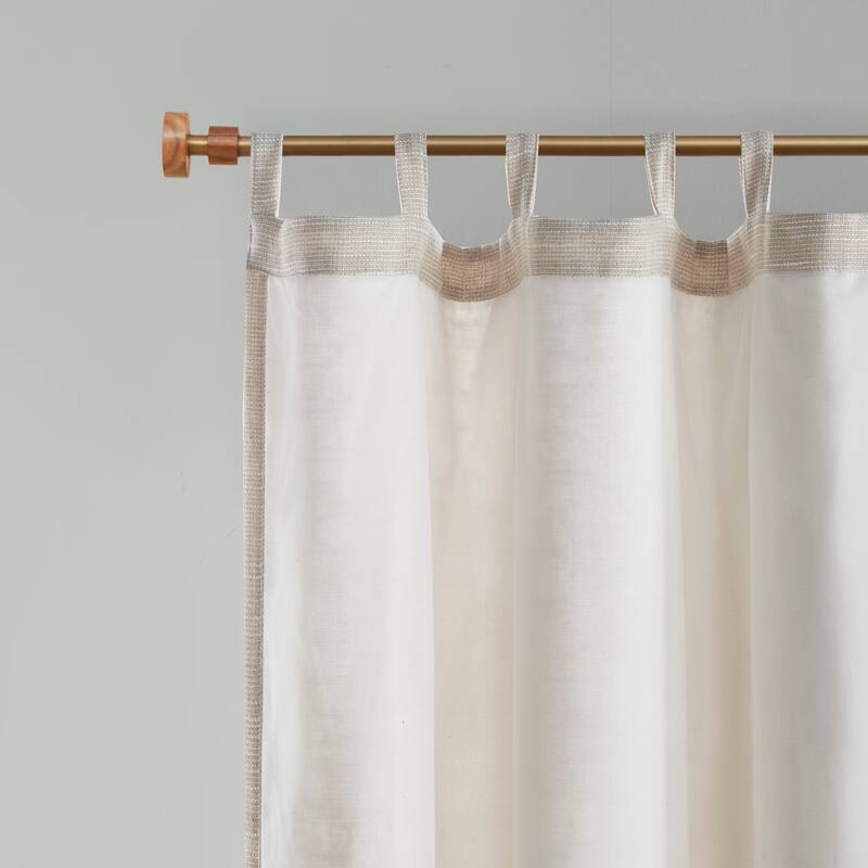 Madison Park Barnet Faux Linen Tab Top Fleece Lined Curtain Panel - 84" Panel