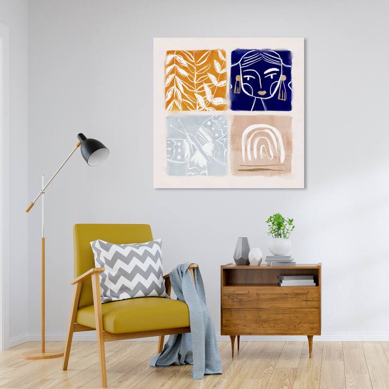 Wynwood Studio Canvas Abstract Fall Back Blue and Dark Blue Modern & Contemporary Wall Art Canvas Print - 30 x 30