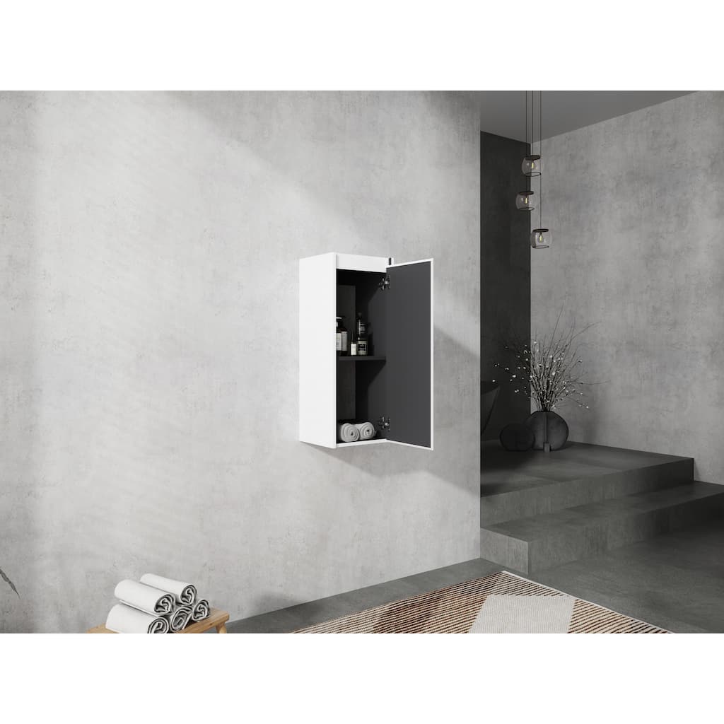 12" Bathroom Side Cabinet,Soft Close Doors,Float Mounting Design