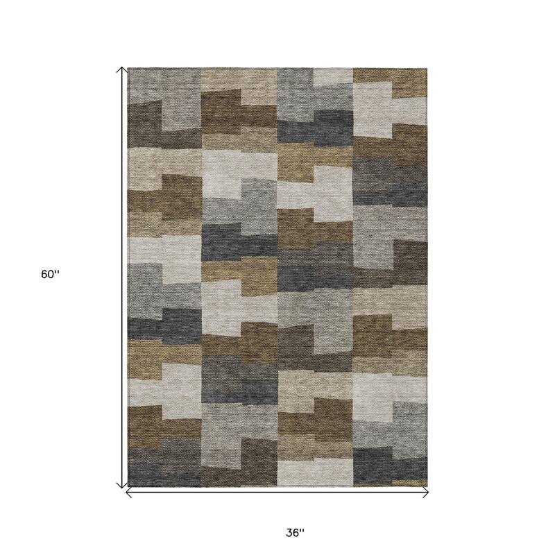 HomeRoots Geometric Transitional Rectangle Outdoor Rug