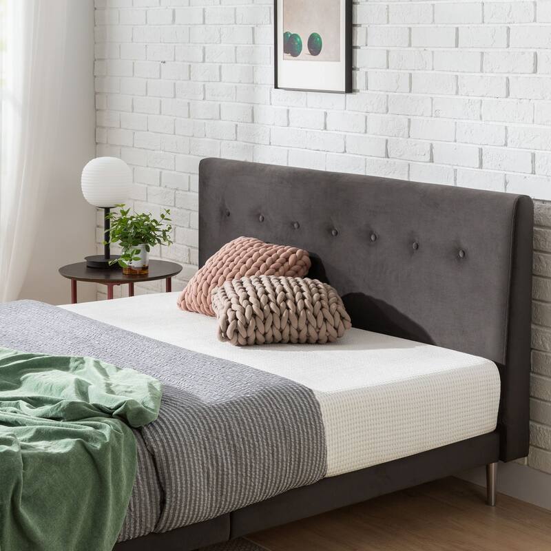 Priage by ZINUS Charcoal Velvet Upholstered Platform Bed Frame