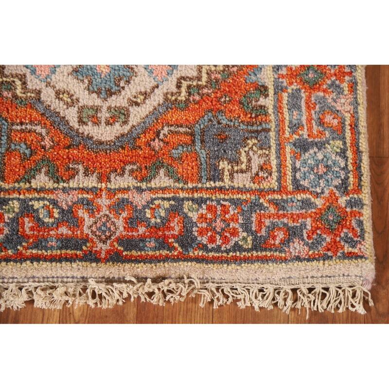 Beige Heriz Serapi Style Accent Area Rug Hand-knotted Wool Carpet - 2'0"x 3'0"