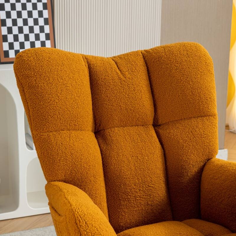 Modern Teddy Fabric Living Room Rocking Chair with Adjustable Footrest