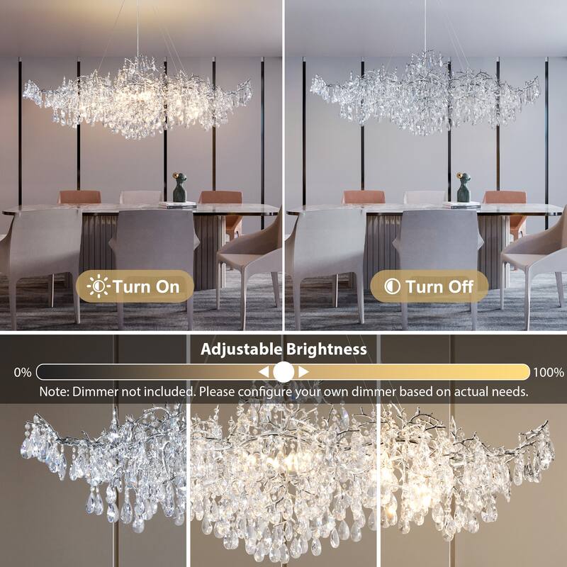 KAYLA 47.2" 14-Lights Gold Luxury Crystal Linear Chandelier