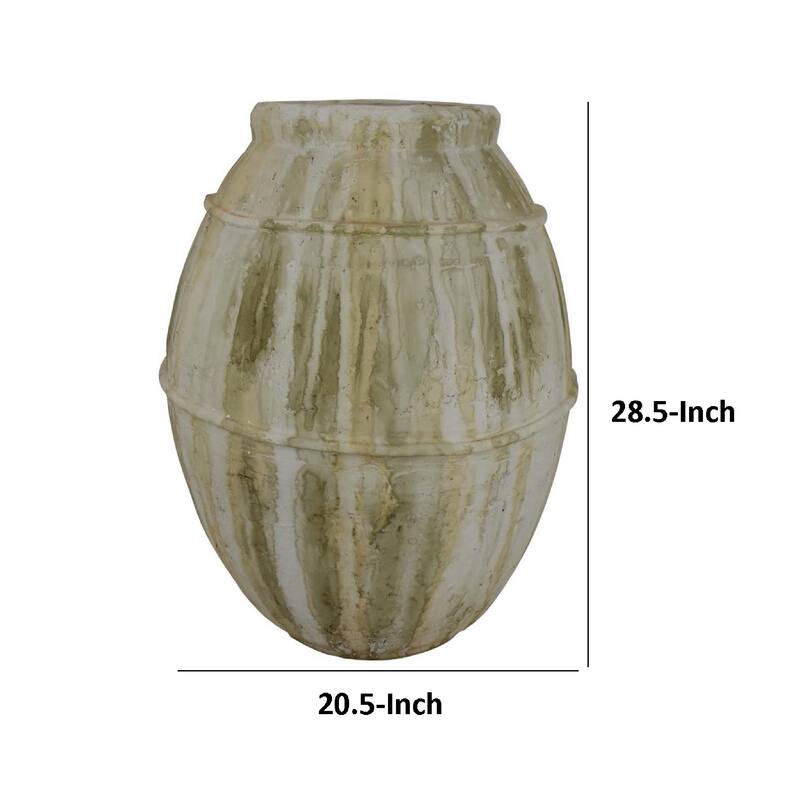 Sye Garden Planter, 29 Inch Tall Round Pot, Earthy Beige Terracotta