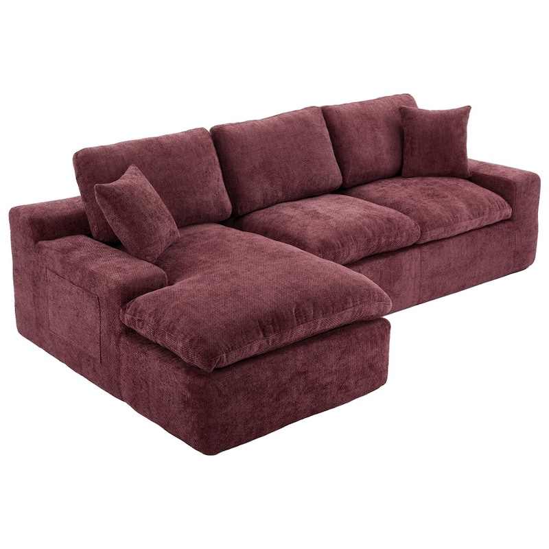 107.9" Upholstered Cloud Free-Combined Sectional Sofa with Double-Layer Cushion and Side Pockets
