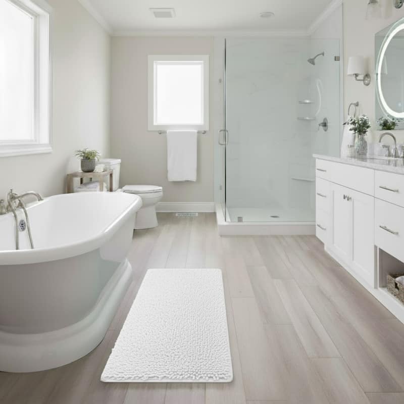 58x24-Inch Bathroom Runner with Non-Slip Backing - Absorbent High-Pile Chenille Memory Foam Bathroom Rug by Windsor Home