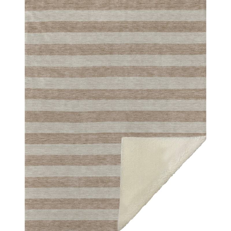 Premium Machine Washable Casual Stripes Sherpa Throw Blanket