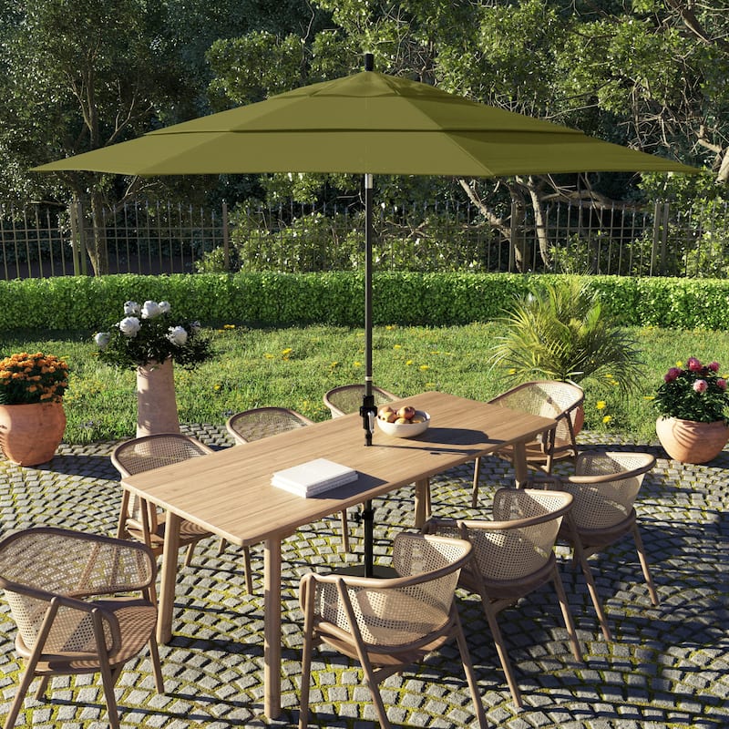 California Umbrella 11' Rd. Alum/Fiberglass Rib Patio Umb,Crank Lift/Collar Tilt, Dbl Wind Vent, Black Finish, Sunbrella Fabric - Spectrum Cilantro