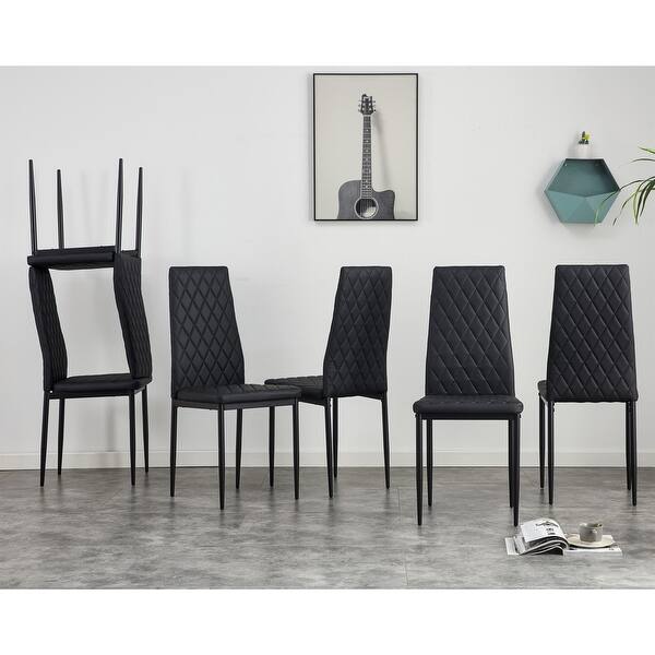 Dining Chair Set for 6, Kitchen Table PU Leather Chairs Black Bed Bath & Beyond 36289966