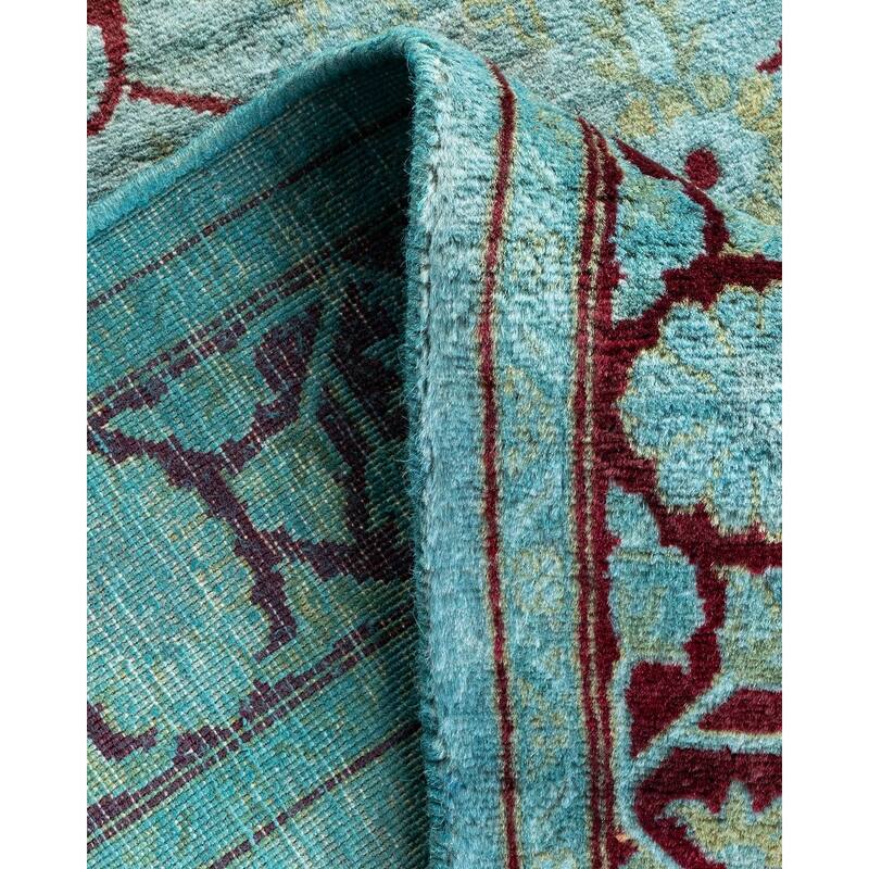 Overton Hand Knotted Wool Vintage Inspired Modern Contemporary Overdyed Blue Area Rug - 3' 2" x 5' 4"