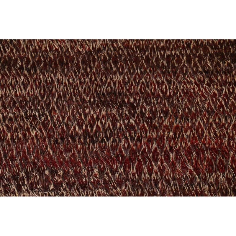 Hand Knotted Oriental 100% Wool Carpet Modern Geometric Red Moroccan Area Rug - 9' 8'' X 6' 8''