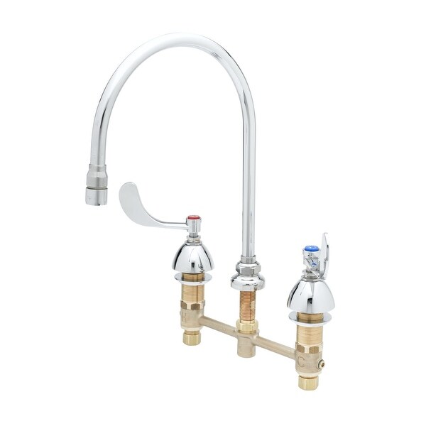 T and S Brass B-2862 Deck Mounted Medical Faucet with 8" Centers, 135X Swivel Gooseneck, 2.2 GPM Non-Splash Aerator and 4"