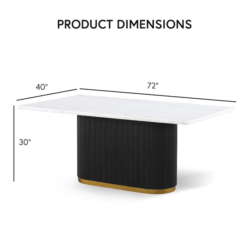 Furniture of America Torin Modern Black and White 72-inch Marble Dining Table