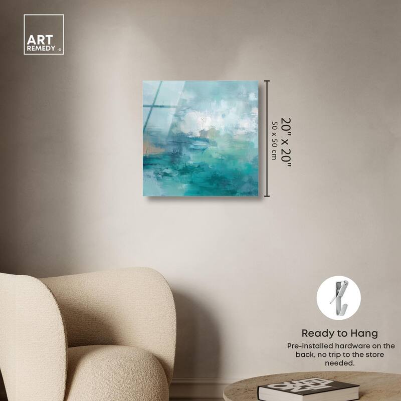 Green Blue II Acrylic by Art Remedy, Ready to Hang