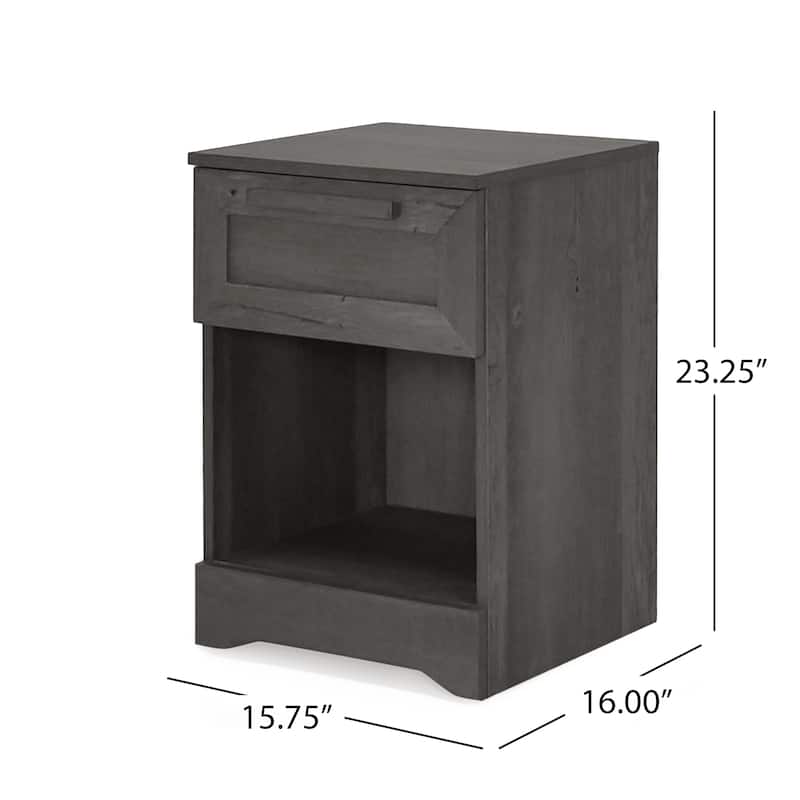 Nightstand with Single Drawer and Handles, Decorative Table with Bottom Shelf, Bedroom Coffee Table with Wooden Tabletop