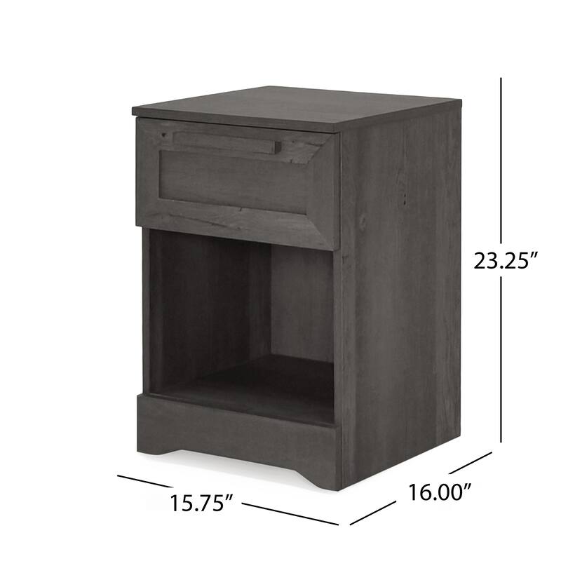 Rustic Faux Wood Nightstand with Drawer and Shelf, 1-Drawer Storage Table for Bedroom and Living Room