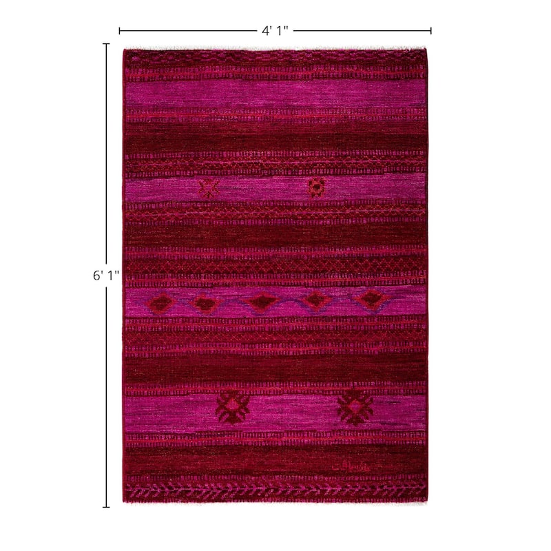 Overdyed One-of-a-Kind Hand-Knotted Area Rug - Purple - 4' 1" x 6' 1"