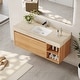 preview thumbnail 61 of 73, 48" Modern Floating Single Bathroom Vanities with Sink, Brown or Natural wood, 2 Drawers
