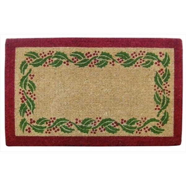 Nedia Home O2244 Heavy Duty Coir Mat - 22 x 36 In. Holly Ivy Border - Plain