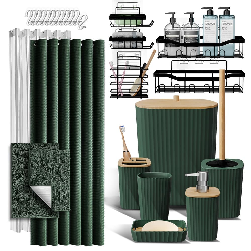 Empyrean Bathroom Accessories Set with Shower Caddy and Bath Rugs