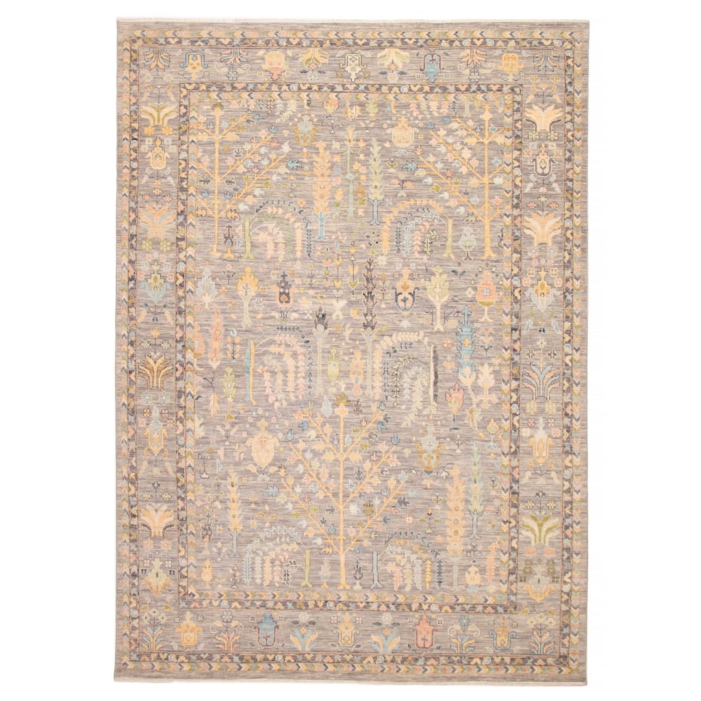 ECARPETGALLERY Hand-knotted Modern Oushak Grey Wool Rug - 10' x 14' 3"