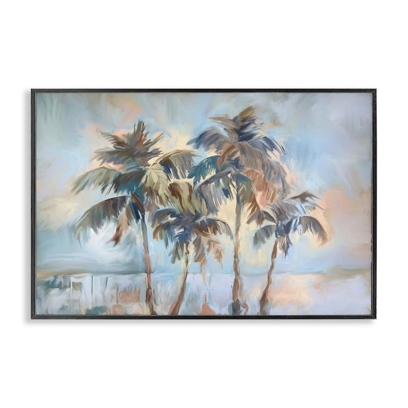 Stupell Cool Palm Trees Sunrise Framed Giclee Art Design By Ramona Murdock - 24 x 16 - Black