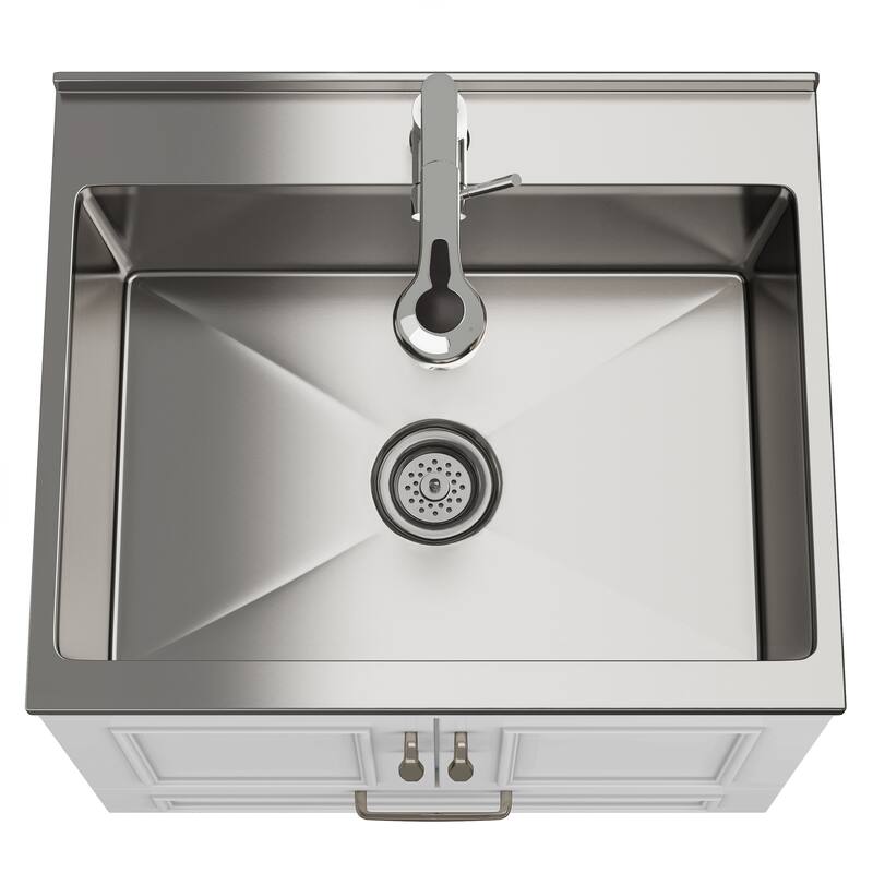Martino Transitional Laundry Cabinet with Faucet and Stainless Steel Sink