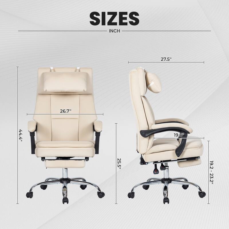 Velvet Desk Chair Executive Office Chair with Lumbar Support, Removable Headrest, Retractable Footrest, for Home and Office