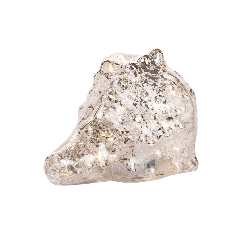 7.25" GLASS CLEAR CONCH SHELL with Light-Up LED - White