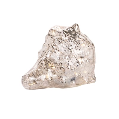 7.25" GLASS CLEAR CONCH SHELL with Light-Up LED - White