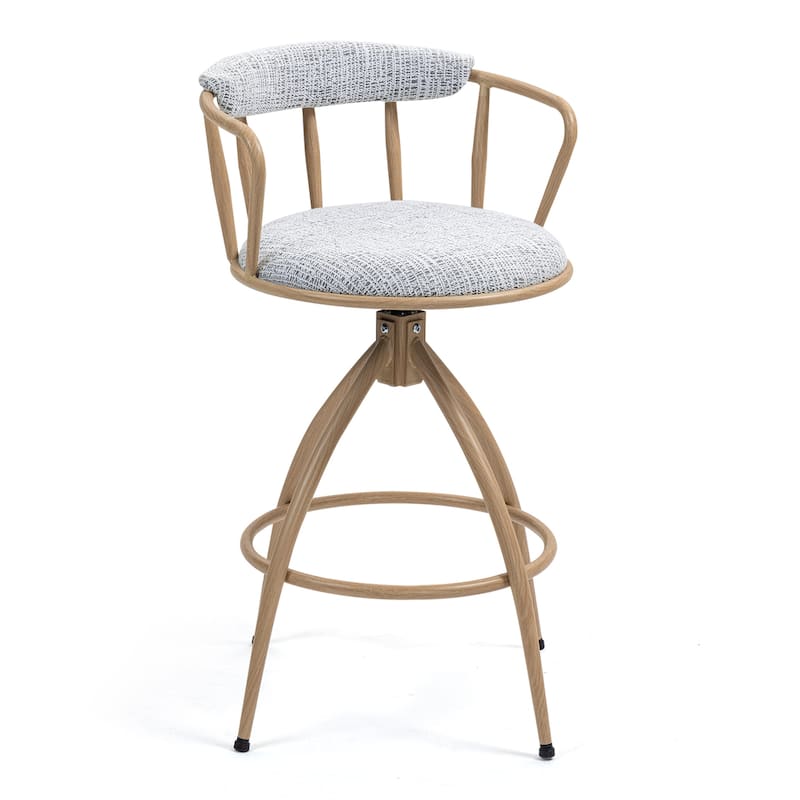 Swivel Counter Height Bar Stool, Fabric Seat with Metal Frame Set of 2