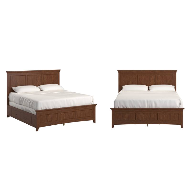 Varenna King Size Wood Panel Platform Storage Bed - Oak - 2 side storage - King