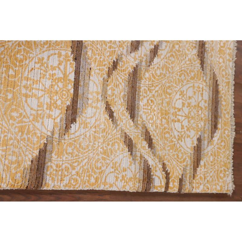 Abstract Oriental Accent Rug Handmade Striped Wool Carpet - 2'9"x 5'1"