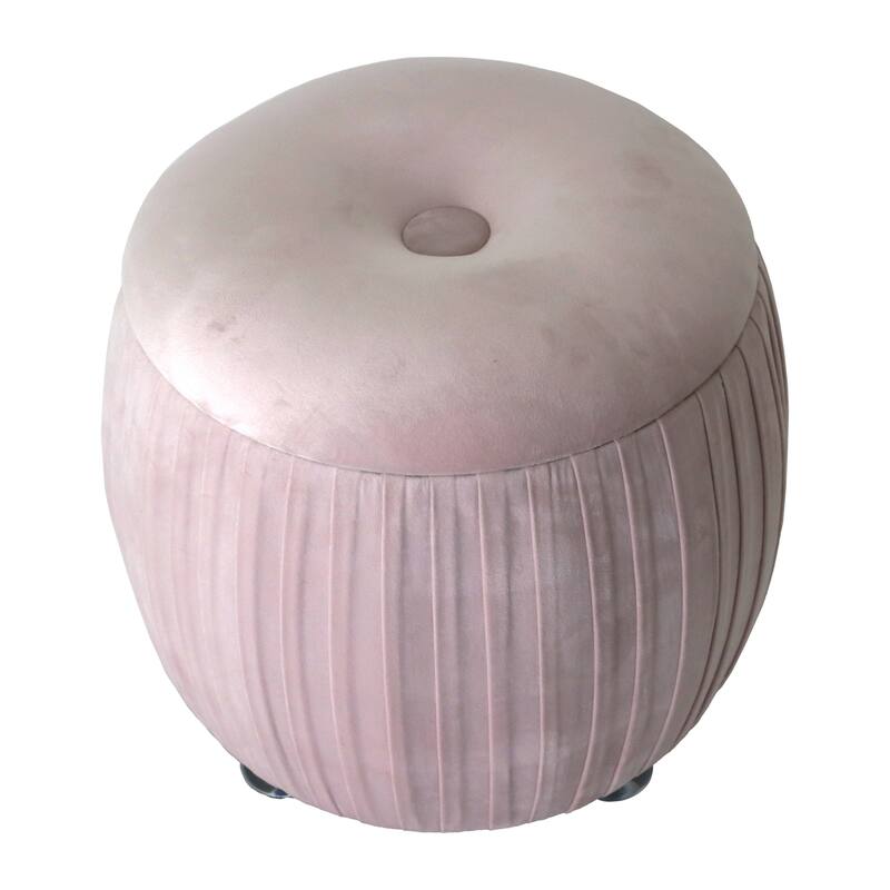 Backless Storage Stool with Velvet Upholstery - Accent for Living Room Home Decor