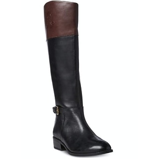 DKNY Womens Babz Leather Round Toe Knee High Riding Boots