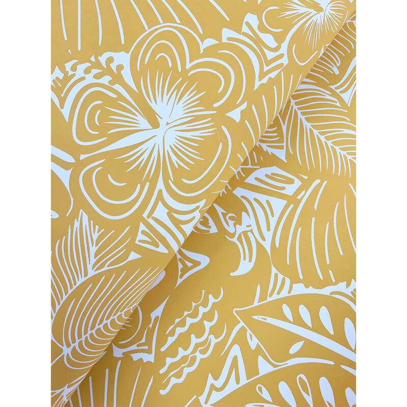 A-Street Prints Idalia Yellow Floral Flamingo Wallpaper