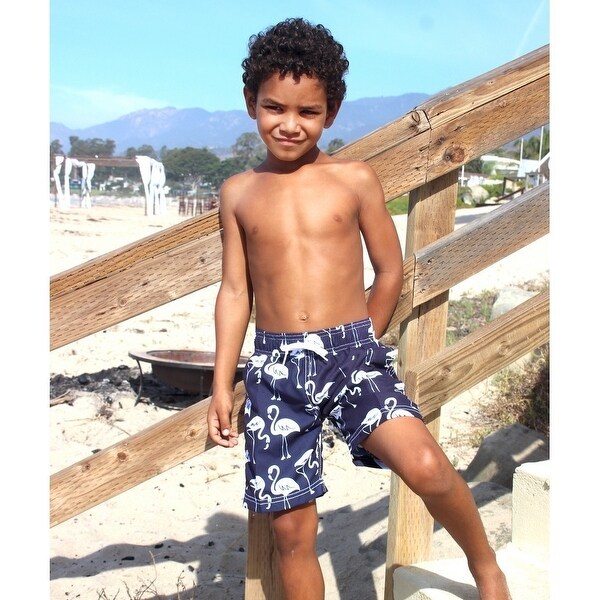 baby boy flamingo swim trunks