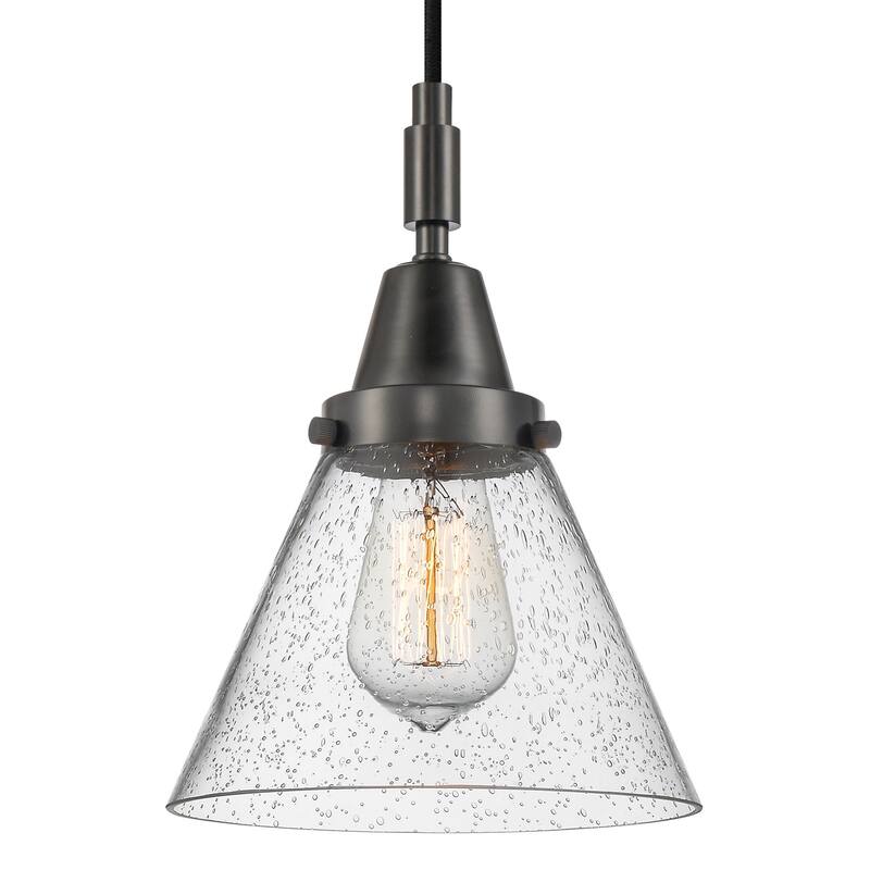 Innovations Lighting 447-1P-G44 Cone 8" Wide Mini Pendant with Clear, - Matte Black