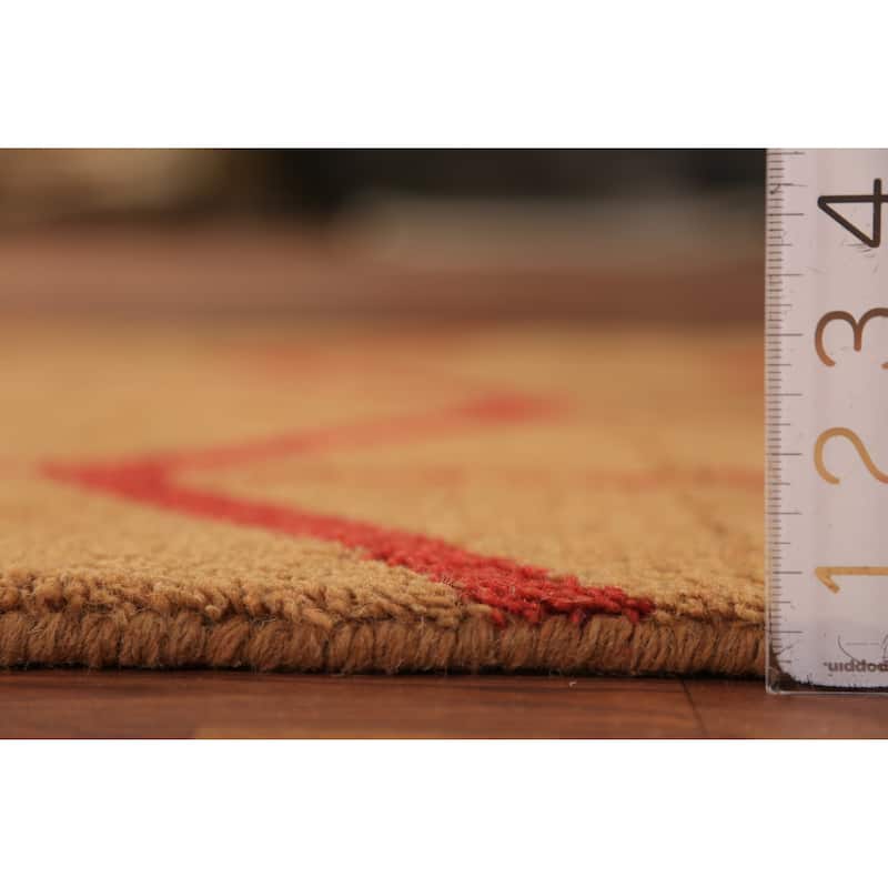 Hand Knotted Oriental 100% Wool Carpet Modern Geometric Oranges & Rust Moroccan Runner Rug - 9' 10'' X 2' 9''