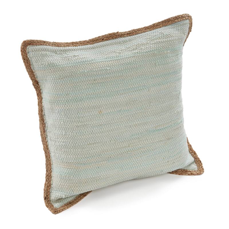 Sevita Relai Coastal Solid Blue/Tan Hand-Woven Indoor Throw Pillow