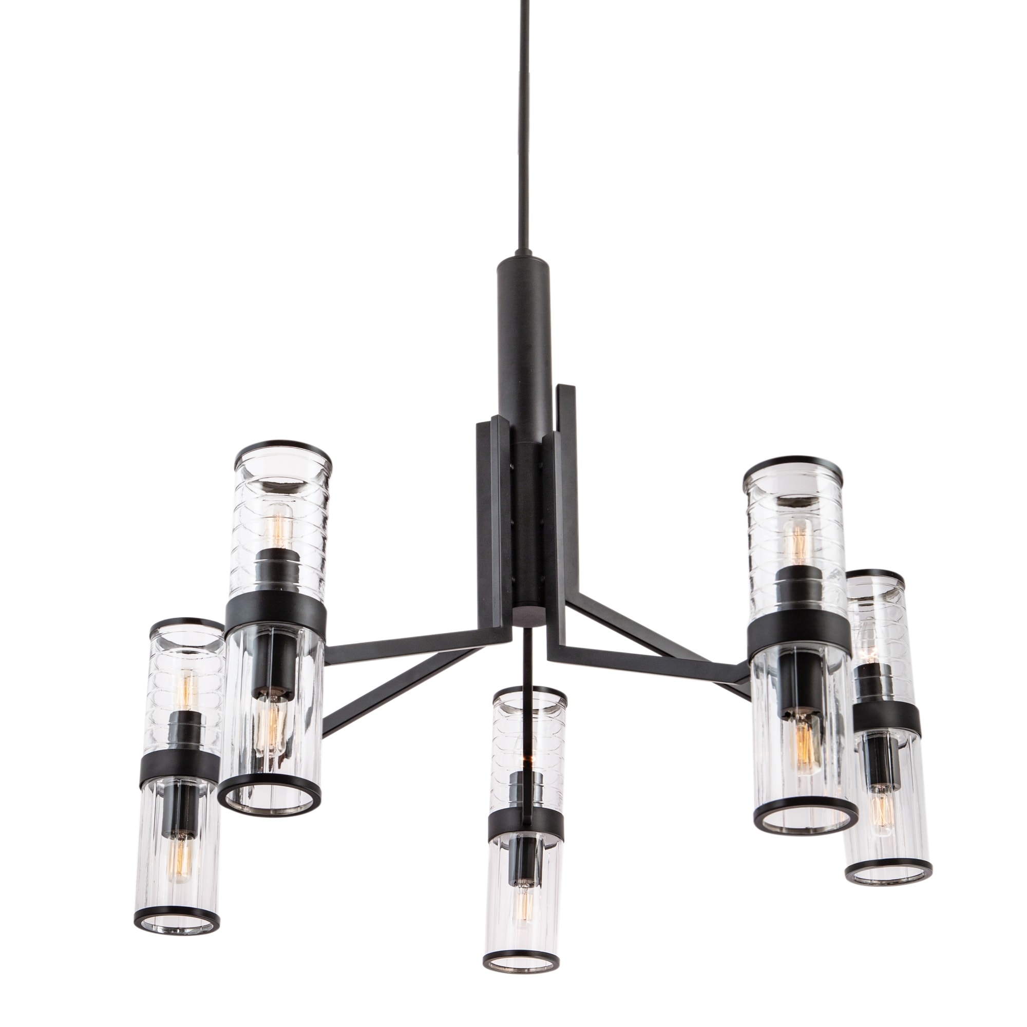 10-Light Wide Ceiling Chandelier - 44.25" - Matte Black