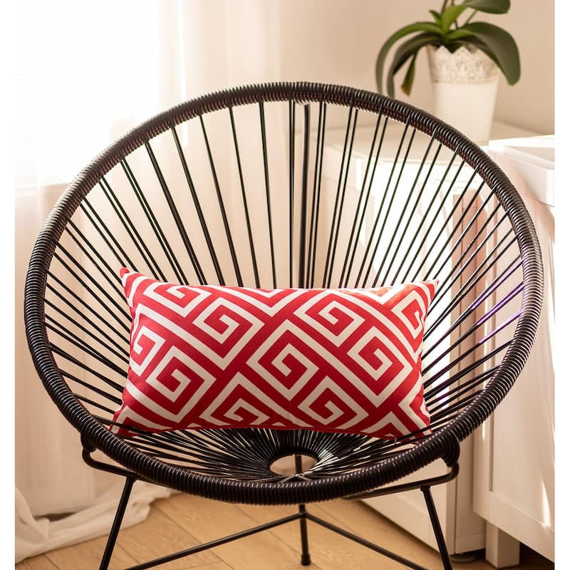 Greek Key Lumbar Throw Pillow Cover - Red