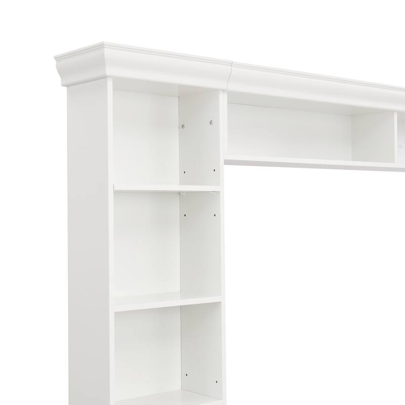 4-Piece Wall Unit Entertainment Center with Bookshelf for TVs Up to 70", Mid-Century Modern 97.4" TV Stand with Adjustable Shelf